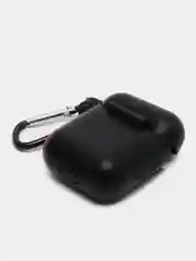 Черный чехол силиконовый защитный для Apple AirpPods 1 / 2 / 3 / Pro / Pro2, с карабином