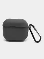Тёмно-серый чехол силиконовый защитный для Apple AirpPods 1 / 2 / 3 / Pro / Pro2, с карабином