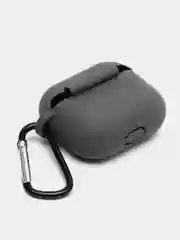 Тёмно-серый чехол силиконовый защитный для Apple AirpPods 1 / 2 / 3 / Pro / Pro2, с карабином