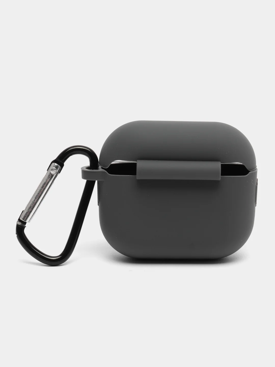 Тёмно-серый чехол силиконовый защитный для Apple AirpPods 1 / 2 / 3 / Pro / Pro2, с карабином