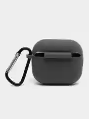 Тёмно-серый чехол силиконовый защитный для Apple AirpPods 1 / 2 / 3 / Pro / Pro2, с карабином