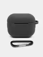 Тёмно-серый чехол силиконовый защитный для Apple AirpPods 1 / 2 / 3 / Pro / Pro2, с карабином