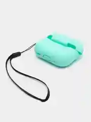 Бирюзовый чехол силиконовый защитный для Apple AirpPods 1 / 2 / 3 / Pro / Pro2, с карабином
