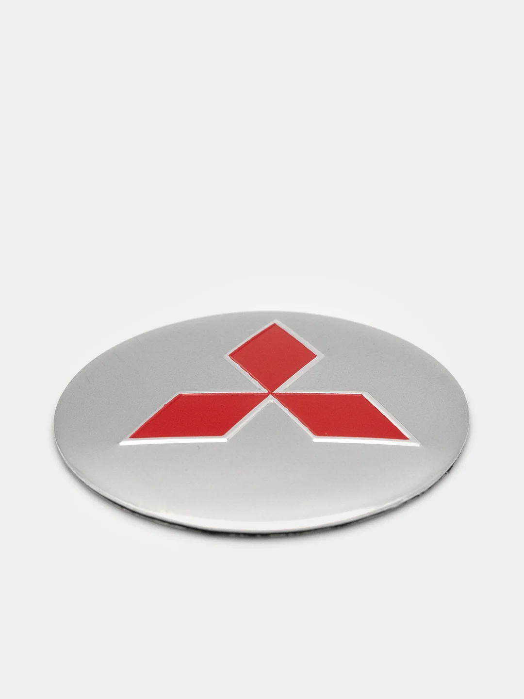 Красный наклейки на диски, колпаки Mitsubishi сферические, изогнутые, 56 мм, 4 штуки