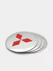 Красный наклейки на диски, колпаки Mitsubishi сферические, изогнутые, 56 мм, 4 штуки