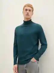 Зеленый пуловер мужской Tom Tailor классический