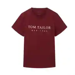 Бордовый футболка женская Tom Tailor хлопковая, с принтом