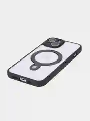 Прозрачный чехол MagSafe для iPhone 14 пластиковый с силиконом BROSCORP с бортиком защитой камер