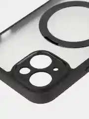 Белый чехол MagSafe для iPhone 14 пластиковый с силиконом BROSCORP с бортиком защитой камер