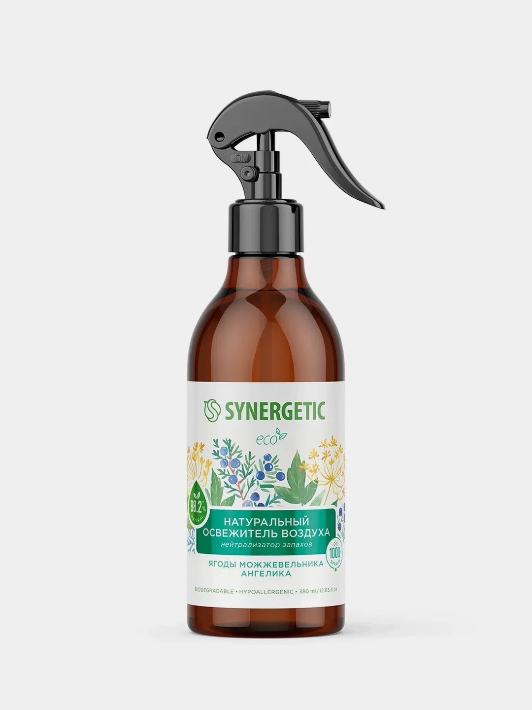 Гипоаллергенный освежитель воздуха SYNERGETIC "Ягоды можжевельника и ангелика", 380мл