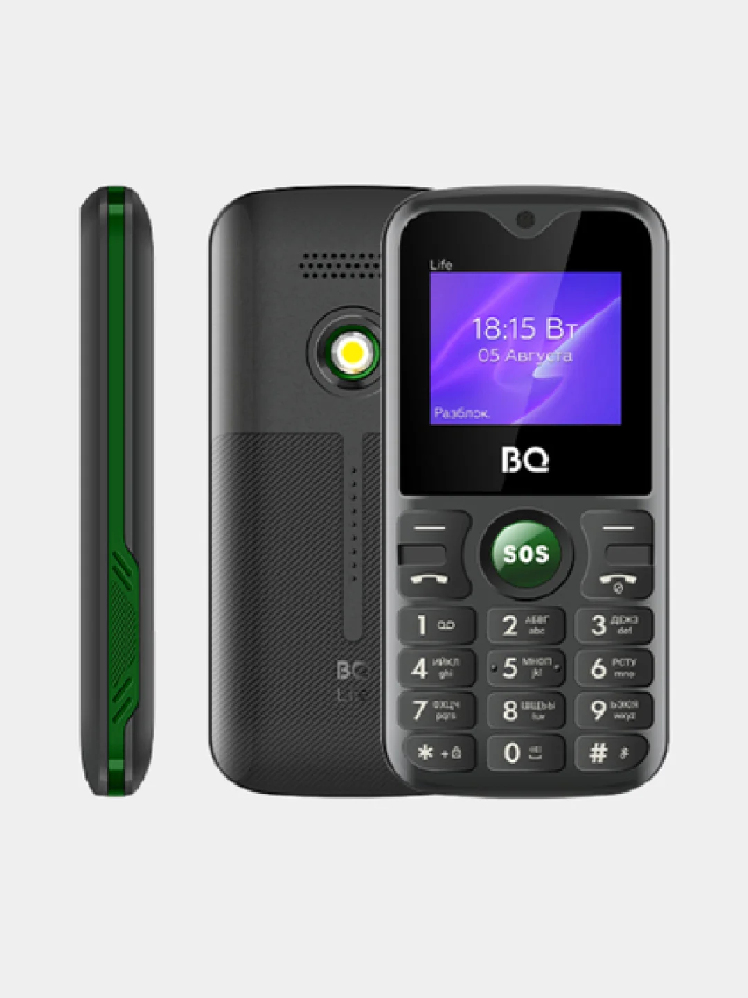 Алый мобильный телефон BQ 1853 Life, БОЛЬШИЕ КНОПКИ, 2 SIM, 1.77-дюймовый