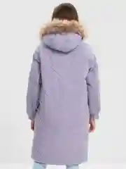 Сиреневый куртка, пуховик женский, зимний, с натуральным мехом