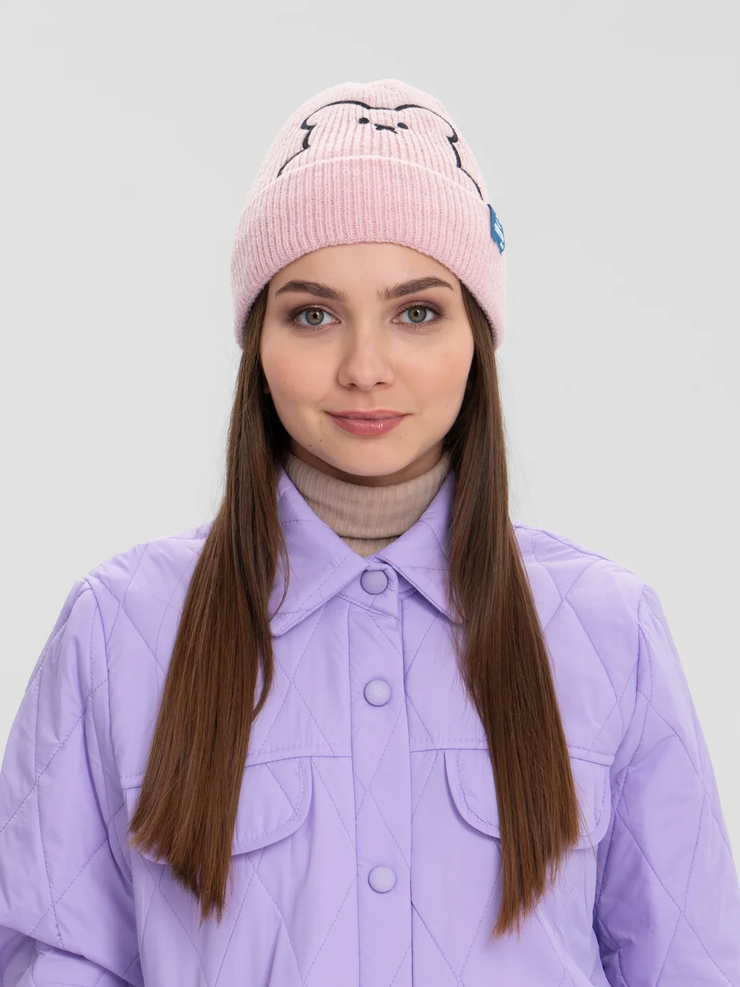Розовый шапка "Мишка"