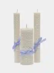 Лавандовый семейный очаг свечи на свадьбу из вощины венчальные "Домашний очаг" 3 штуки