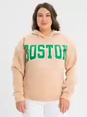 Бежевый худи женское утепленное Boston, толстовка с капюшоном на флисе