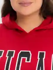 Красный худи женское с принтом CHICAGO, с капюшоном и карманом