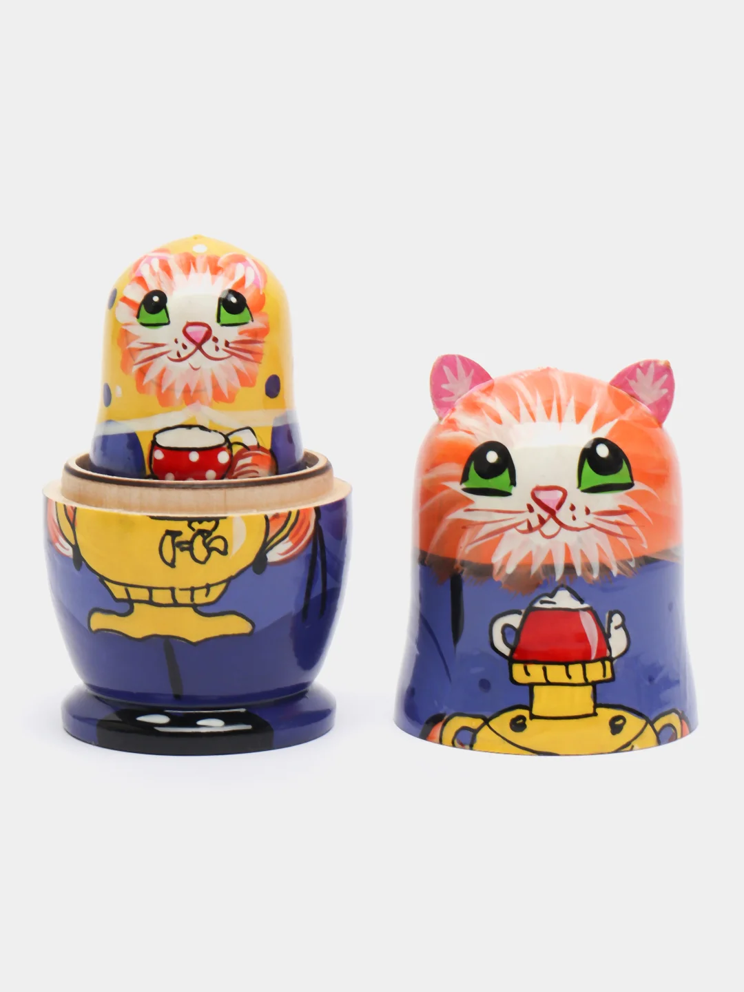 Индиго матрёшка сова, кошка, ручная роспись