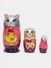 Оранжевый матрёшка сова, кошка, ручная роспись