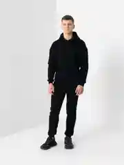 Черный костюм черный спортивный мужской, на флисе