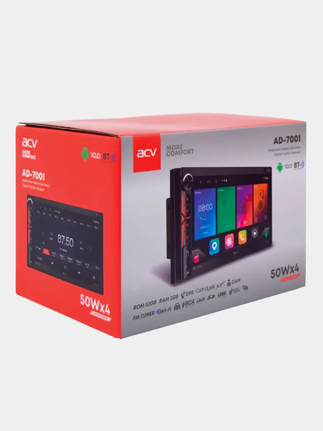 Автомагнитола ACV AD-7001, 2din EURO, 6.9", Android 10, 4*50Bт