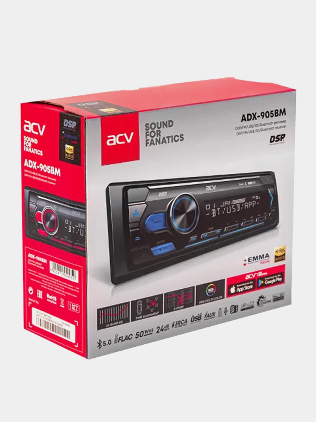 Автомагнитола ACV ADX-905BM, DSP, 4*50Вт