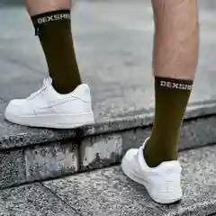 Хаки носки DexShell Ultra Thin Crew водонепроницаемые, трехслойные