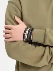 Слоновая кость браслет мужской кожаный, натуральная кожа