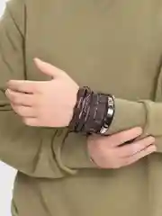 Серый браслет мужской кожаный, натуральная кожа