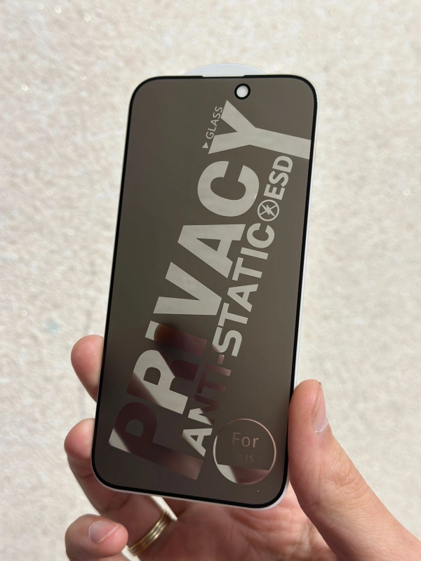 Защитное стекло "Антишпион" для iPhone 15, 15 Pro, 15 Plus, 15 Pro Max, Anti-Static