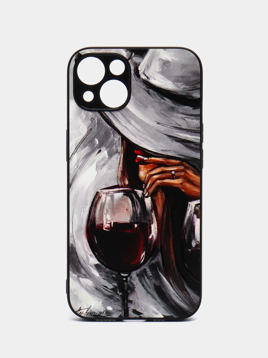 Бордовый чехол с рисунком на iPhone 13 (Айфон 13)