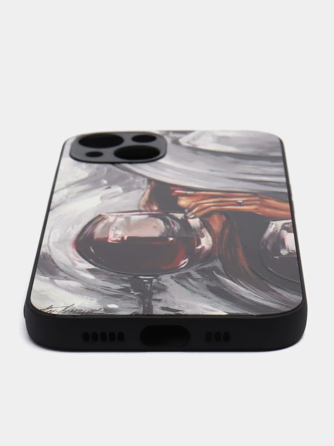 Бордовый чехол с рисунком на iPhone 13 (Айфон 13)