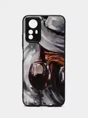 Бордовый чехол с рисунком на Xiaomi Redmi Note 12S (Редми Нот 12С)