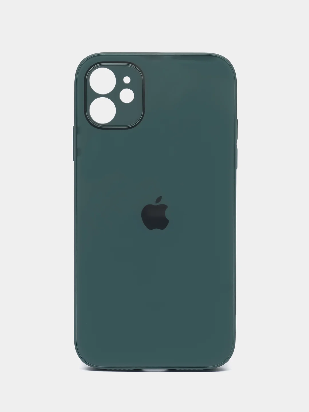 Зеленый чехол для iPhone Xr/ 11/ 12/ mini/ Pro/ ProMax, силиконовый со стеклянной панелью