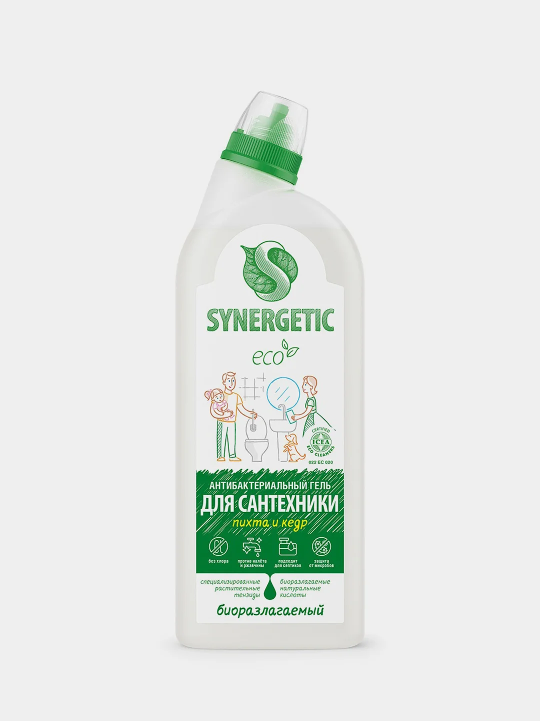 Гель для сантехники Synergetic "Хвойный лес", биоразлагаемый, 0,7 л