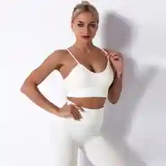 Белый бесшовный, женский, спортивный костюм для занятий спортом и йогой: майка, легинсы