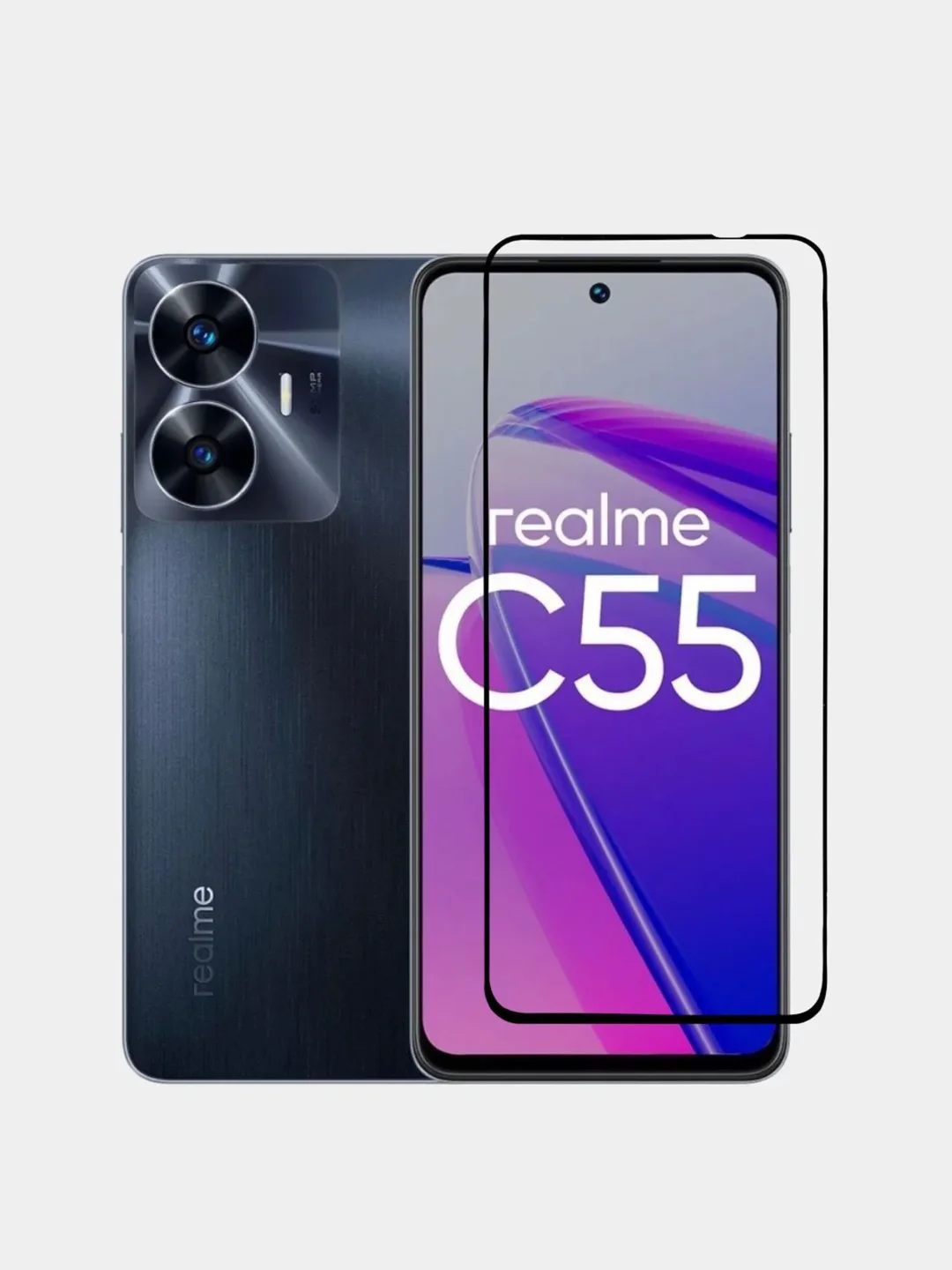 Черный защитное стекло для Realme C55 / Реалми С55
