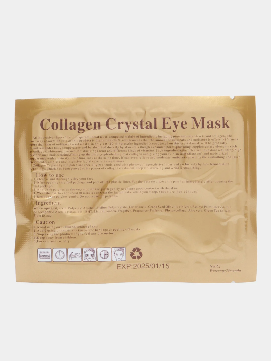 Бронзовый патчи коллагеновые для глаз Collagen Crystal Eye Mask
