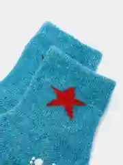 Тёмно-бирюзовый носки утепленные для малышей из ангоры, 6-12  месяцев