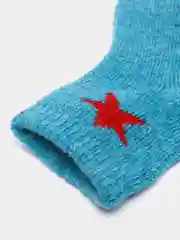 Тёмно-бирюзовый носки утепленные для малышей из ангоры, 6-12  месяцев