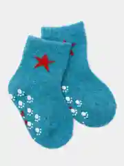 Тёмно-бирюзовый носки утепленные для малышей из ангоры, 6-12  месяцев
