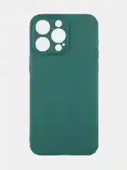 Тёмно-зелёный чехол + стекло для iPhone 15 Pro Max силиконовый ROSCO матовый тонкий с защитой камер