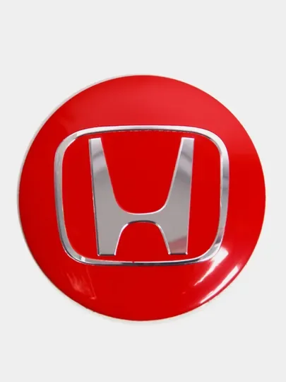 Красный наклейки на диски, колпаки Honda сферические, изогнутые, Хонда, 56 мм, 4 штуки