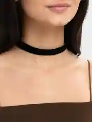 Серебряный чокер на шею бархатный