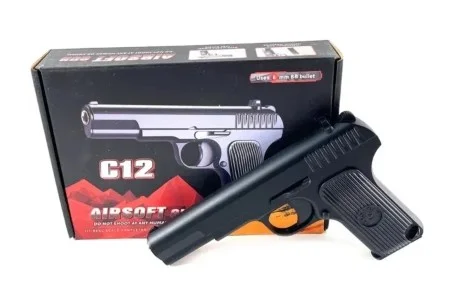 Черный пистолет пневматический Airsoft Gun С12, ТТ СССР, металлический