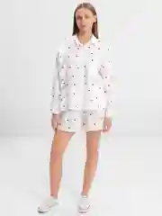 Белый костюм муслиновый женский, с шортами и рубашкой Izy Wear