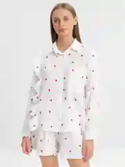 Белый костюм муслиновый женский, с шортами и рубашкой Izy Wear