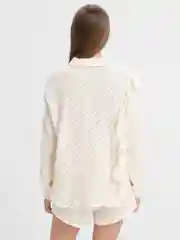 Белый костюм муслиновый женский, с шортами и рубашкой Izy Wear