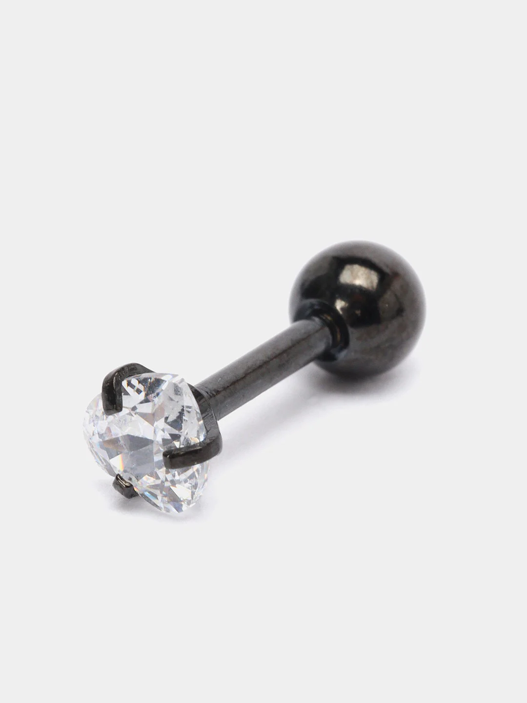 Черный серьга - гвоздик для пирсинга из медицинской стали, 1 штука