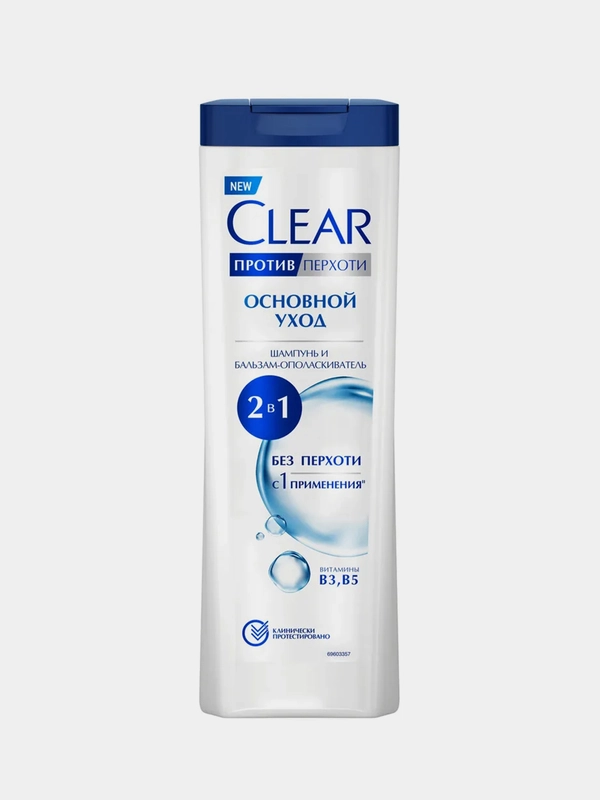 Шампунь и бальзам-ополаскиватель Clear 2в1 "Основной уход", 380 мл