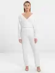 Белый женский костюм лапша двойка: кофта и брюки